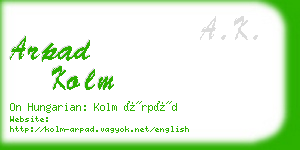 arpad kolm business card